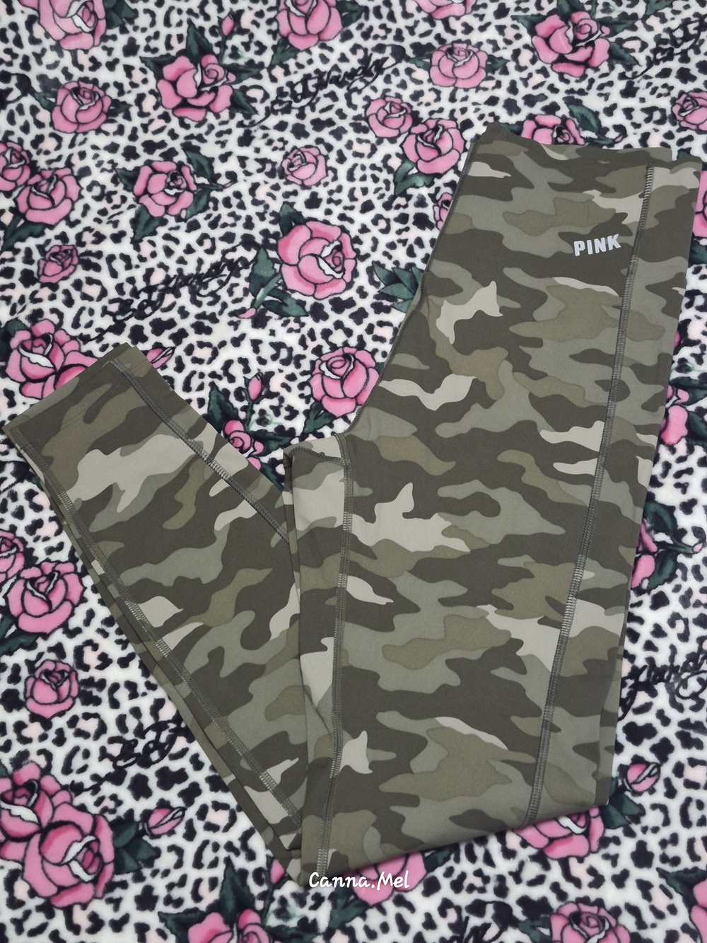 PINK Victoria's Secret Olive Green Camo Leggings